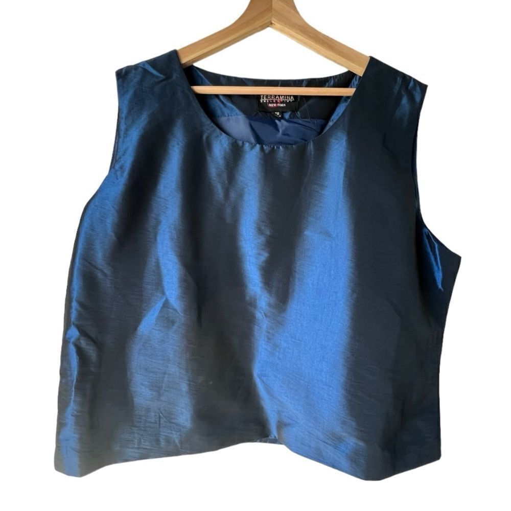 Women's Vintage Royal blue TERRAΜΙΝΑ blazer sleeveless Collection New York  22.